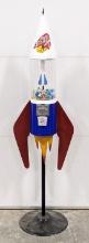 Vtg 25¢ Mighty Mike Rocket Ship Gumball Machine