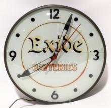 Vintage Exide Batteries Advertising PAM Clock
