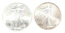 (2) 2013 One Ounce American Silver Eagle Dollars