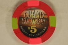 $5 GRAND VICTORIA CASINO CHIP RISING SUN INDIANA