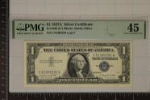 1957-A $1 SILVER CERTIFICATE PMG 45 CHOICE EF