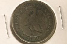 1880 CHILE SILVER 20 CENTS .0804 OZ. ASW