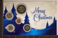 2013-P US 5 COIN UNC SET ON CHRISTMAS CARD WITH