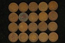 20 ASSORTED INDIAN HEAD CENTS: 1900-1907