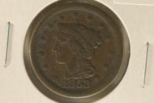 1853 US LARGE CENT VERY FINE