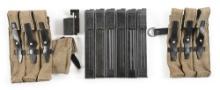 LOT OF SIX HIGH CONDITION ORIGINAL WW2 GERMAN MARKED MP-40 MACHINE GUN MAGAZINES WITH ORIGINAL LOADE