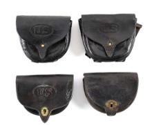 LOT OF 4: US INDIAN WARS M1872 AND M1874 DYER CARTRIDGE POUCHES.