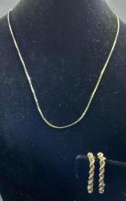 10K Yellow Gold Post Earrings and Necklace