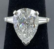 Platinum Pear and Tapered Baguette Diamond RIng