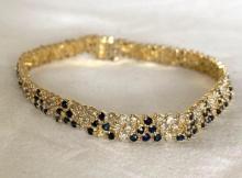 14K Yellow Gold Sapphire and Diamond Bracelet