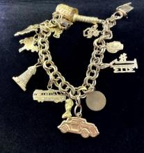 10K Yellow Gold Charm Bracelet with 14K Yellow Gold Charms