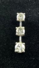 14K White Gold 3 Stone Diamond Pendant