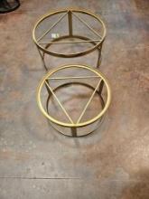 Lot of (2) Gold Rim Colored Glass Top Coffee Tables
