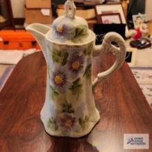 Hand painted chocolate pot with floral design