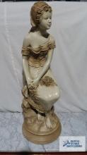 Marwal chalkware statue of girl seated. approximately 35 in. tall.
