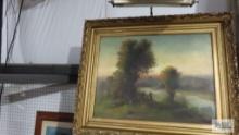 Antique oil on board painting. Frame measures 31 in. by 25 in.