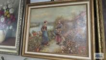 Oil on canvas painting by Nic Lenz. Country scene. Frame measures 34 in. by 27 in.