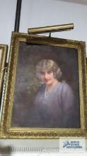 Oil on canvas portrait of Irene, Ziegfeld Follies performer....Frame measures 33 in. by 27 in.