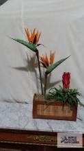 Birds of paradise floral arrangement in planter