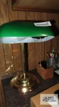 desk lamp with green shade