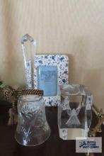 Angel 3D block, glass bell (missing clapper) and remembrances porcelain picture frame