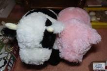 cow and pig plush animals