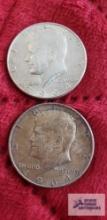 (2) 1964 Kennedy half dollars