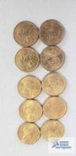 (10) Sacagawea one dollar...coins