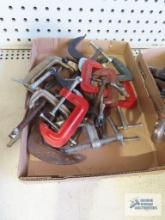 Assorted small C clamps