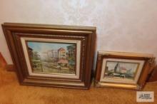 Two small oil on board paintings, 16-1/2 by 14-1/2 and 11 by...9-1/2