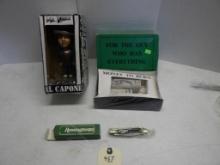 Remington Knife w/ box, Al Capone & Money to Burn