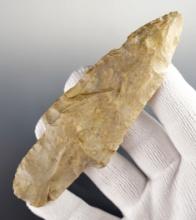 Nice 4 1/4" Adena made from patinated Flint Ridge Flint. Found in Ohio.