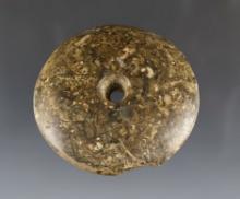 Heavily polished 2 3/4" perforated Pre-columbian Spindle Whorl.