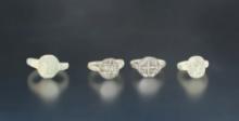 Set of 4 Trade Rings. 2 are engraved "IXXI" and 2 misc. White Springs Site, Geneva, New York.