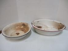 Two Enamel Dish Pans