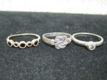 Three Sterling Silver Rings