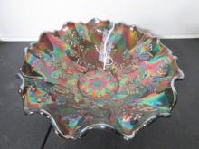 Fenton Amethyst Iridescent Carnival Glass Ruffle Bowl