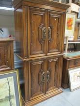 Vintage White Furniture Co Wood 4-Door Armoire with 5 Drawers and