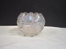 Vintage Dugan White Carnival Glass Footed Bowl