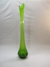 Mid-Century Green Swung Glass Vase 32 1/2"