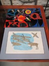 Mixed-Media Original Painting and Signed Stencil Art - Framed and Matted