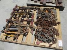 Lot Of Assorted Chains, Binders & Come-Alongs