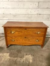 Gorgeous Antique Trunk Style Dresser w/ 2 Drawers - See pics