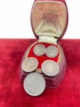Antique Silver Half dimes 1872-S, 1857, 1876 Seated Dime, 1902 Victory Nickel, No Date Canadian D...