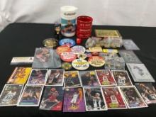 Assorted Vintage Collectibles, Pins of Star Trek, Motley Crue & more, 15 Dennis Rodman Cards