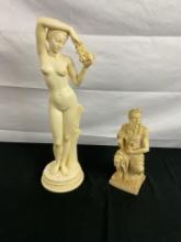 2x Composite Statues - Michelangelo's Moses & Nude Woman Greek Style Statuette - See pics