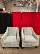 Pair of Modern Max Home Better By Design Sea Foam Green Velvet Tufted Armchairs. See pics.