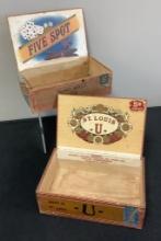 2 Vintage Cigar Boxes - Five Spot & St. Louis, See Photos For Condition