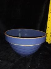 Vintage Blue Pottery Mixing Bowl