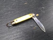 Antique Micro Miniature Bone Handle Pocket Knife -marked not legible